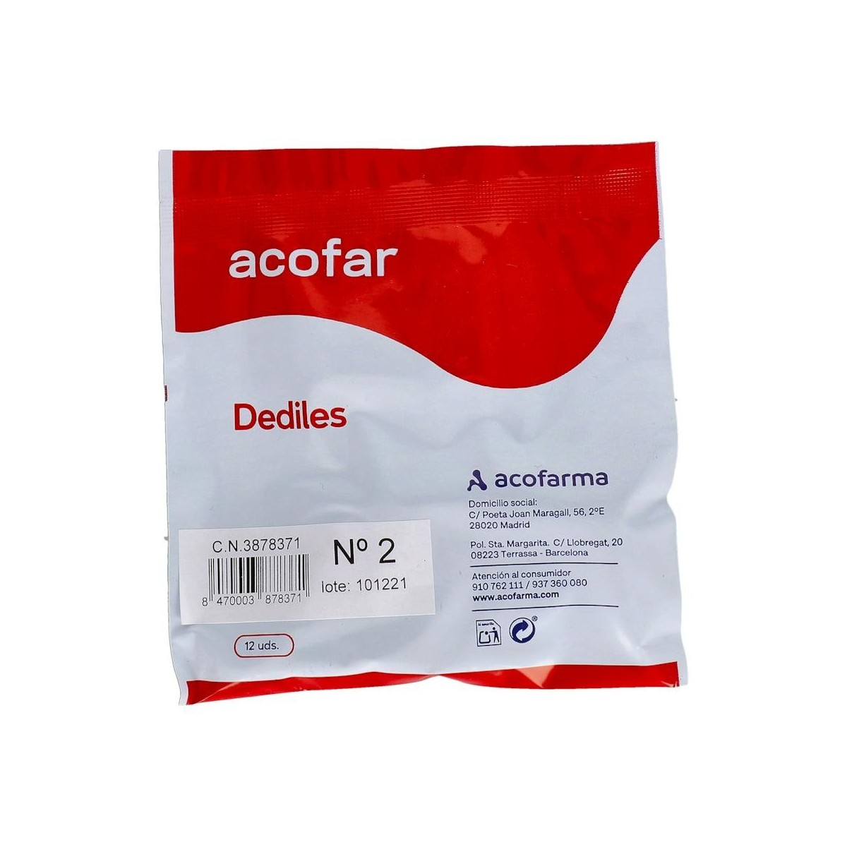 DEDILES ACOFAR N 2 12 UNID (LARG) 56 MM X 17 MM...